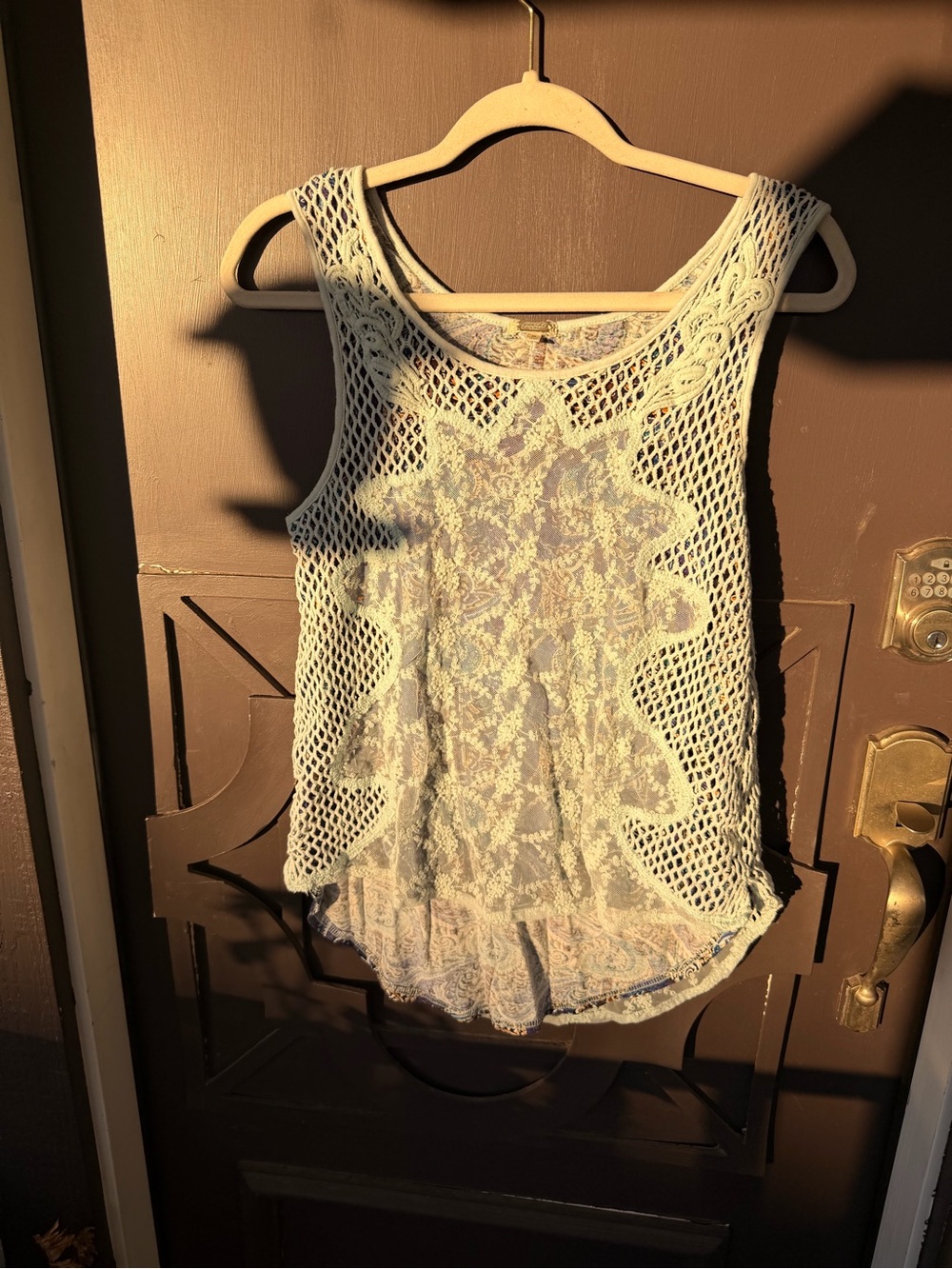 Free People Cream Crochet Lace Tank Top